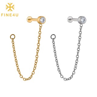 Piercing Titânio Cartilagem Helix De Com Corrente Titânio