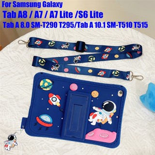 Capa De Silicone Para Tablet Samsung Galaxy Tab A8 A7 S6 Lite Tab A 8.0 10.1 8.7 10.4 10.5 Polegadas 3D Espaço Astronautas Com Suporte SM-X200 X205 X207 T500 T509 T290 T295 T510 T515 T220 T2225