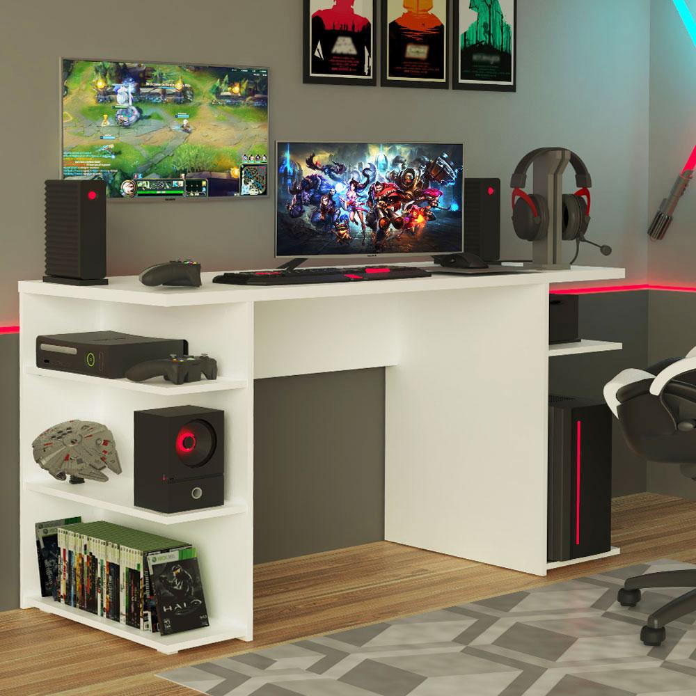 Mesa para Computador Gamer Madesa 9409 - Branco - Home & Living
