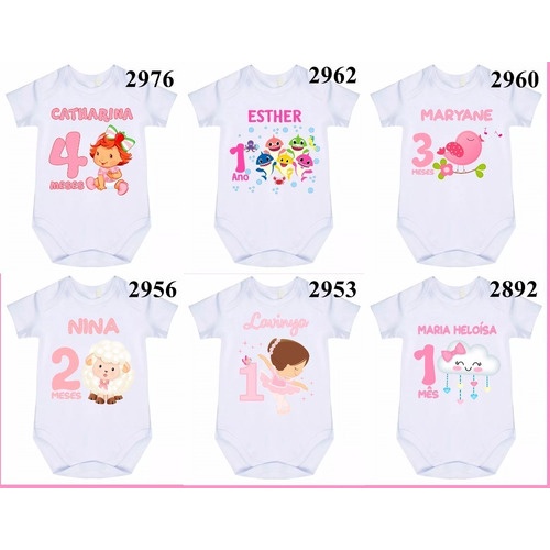 Roupa Body Bebê Mês De Aniversário Fazemos Qualquer Tema em Oferta na Shopee