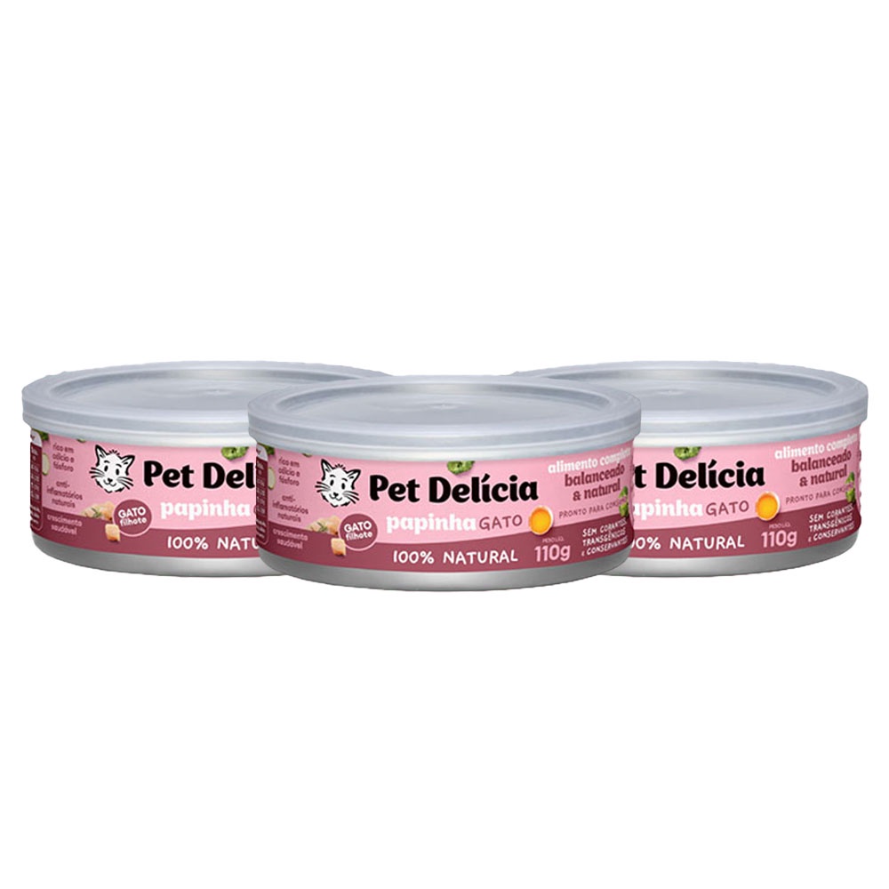 Kit 3 Ração Úmida Pet Delícia Gatos Filhotes Papinha de Frango em Oferta na Shopee