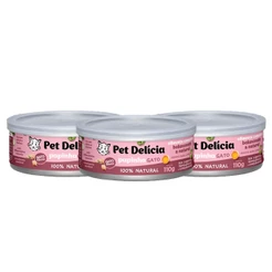 Kit 3 Ração Úmida Pet Delícia Gatos Filhotes Papinha de Frango