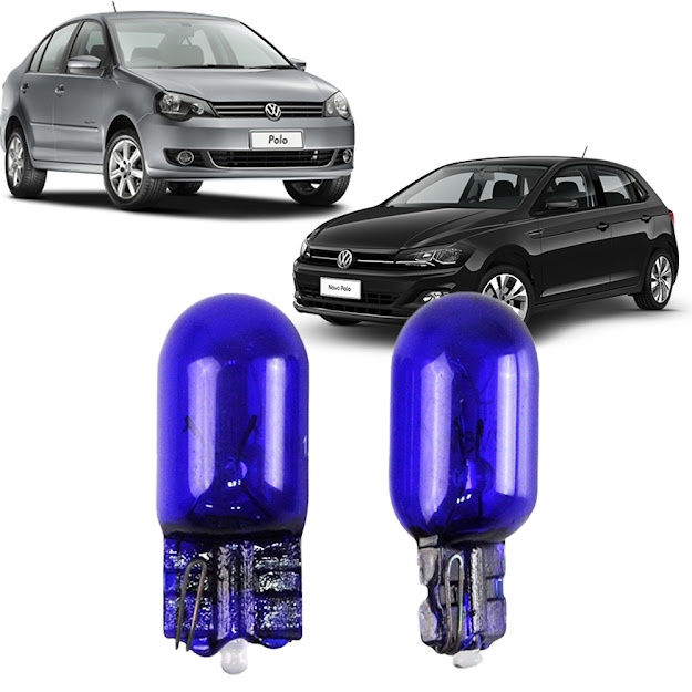 Par Lâmpadas Pingo Super Branca Esmagada T10 Volkswagen Polo Todos Faroleta Teto Placa Lanterna