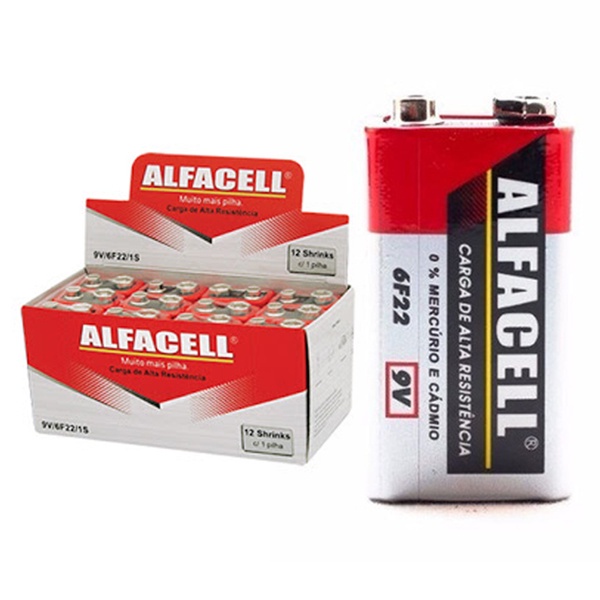 Pilha Bateria Alfacell 9v/6f22/1s Carga Alta Res | Shopee Brasil