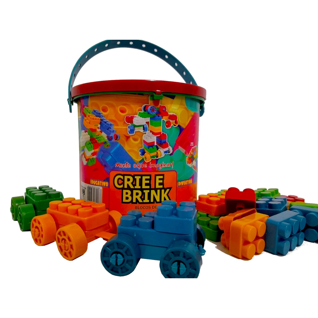 Brinquedo Educativo Blocos De Montar 500 Peças Pedagógicos Didático Infantil  - Colorido