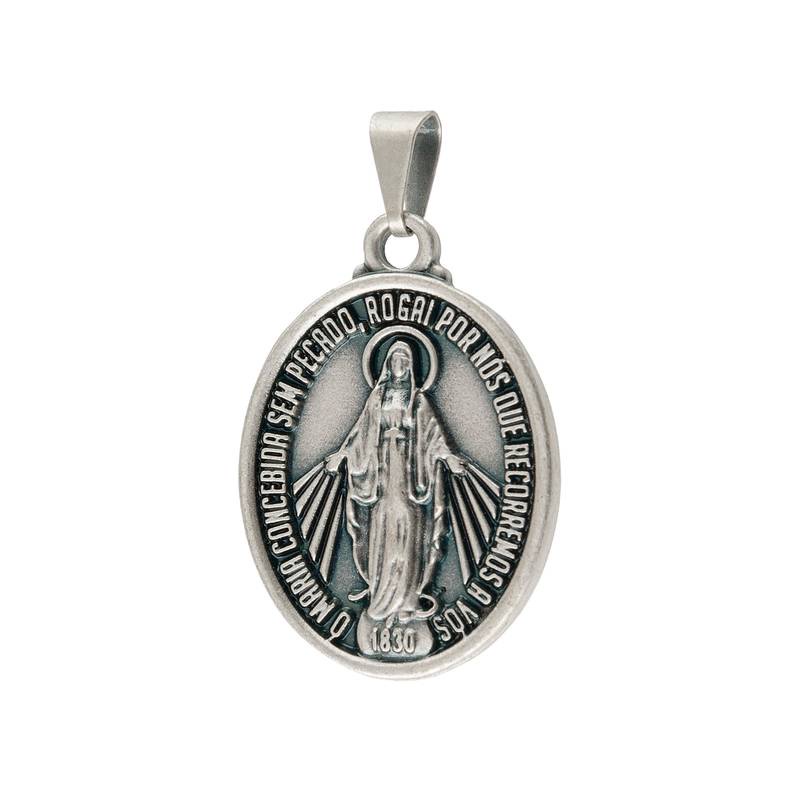 Medalha de Nossa Senhora das Graças Modelo Prata Velha Grande em Oferta na Shopee