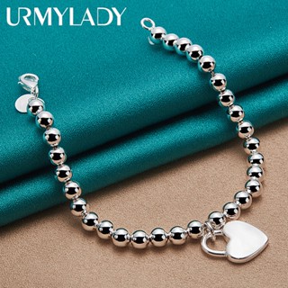 URMYLADY 925 Prata Esterlina Fechadura Coração 6mm Corrente De Contas 20CM Pulseiras Para Mulheres Amantes De Alta Qualidade Jóias em Oferta na Shopee