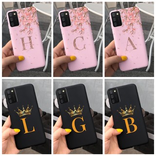 Samsung Galaxy A03S A 03S SM-A037F A037G Estojo De Silicone Flor De Moda Letra Coroa Estojos TPU Soft