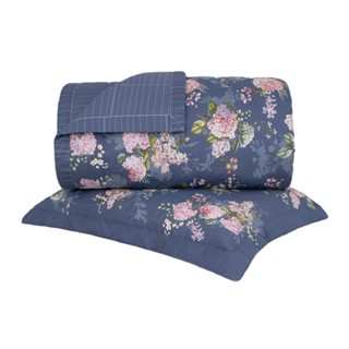 Kit Colcha Solteiro Percal 180 Fios Buddemeyer Hortênsias 100% Algodão Penteado Dupla Face Estampado 2 peças