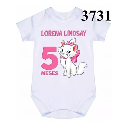 Roupa Body Bebê Gatinha Marie Mês De Aniversário Cód 3731 em Oferta na Shopee