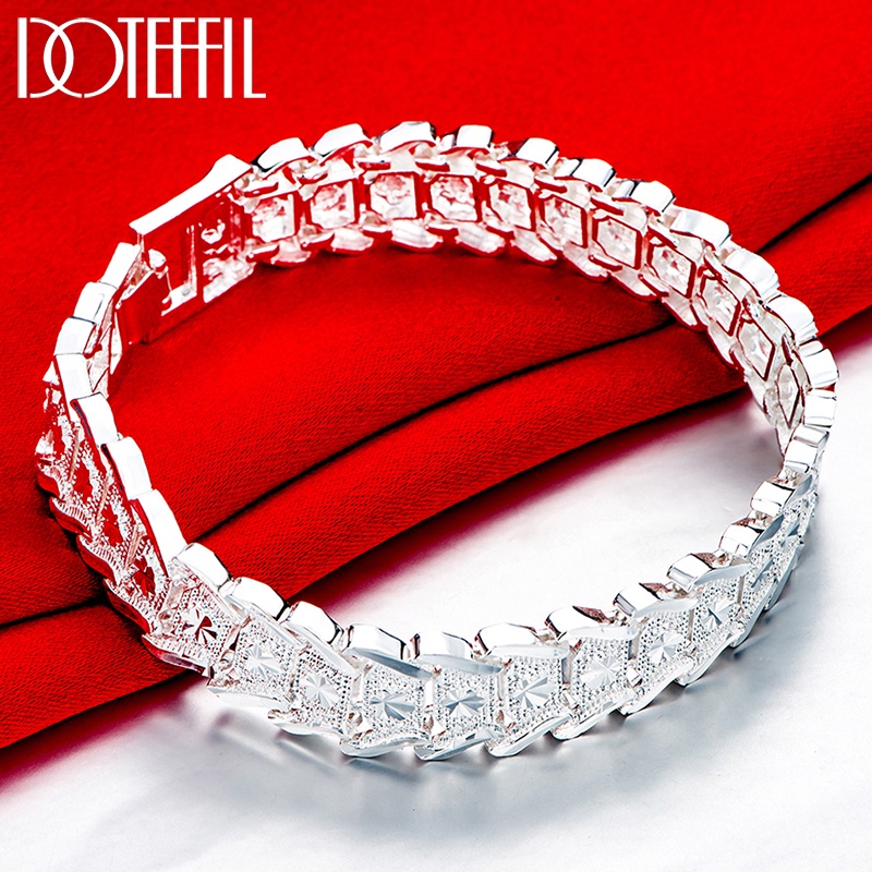 Pulseira Larga De Prata Esterlina DOTEFFIL 925 De 6 Polegadas Para Mulheres Homem Festa De Noivado Jóias De Moda em Oferta na Shopee