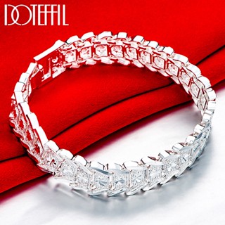 Pulseira Larga De Prata Esterlina DOTEFFIL 925 De 6 Polegadas Para Mulheres Homem Festa De Noivado Jóias De Moda