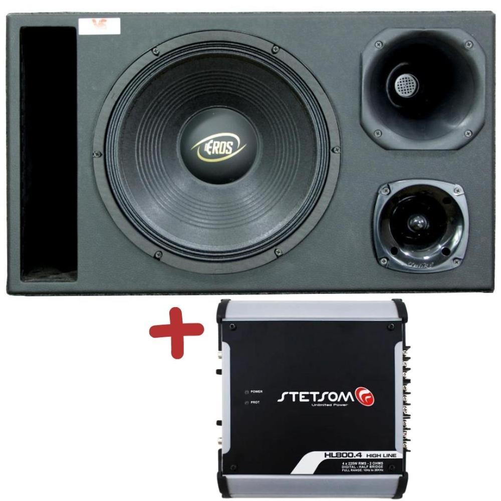 Caixa Trio 12'' Eros E-450 + Driver e Tweeter Unlike +Módulo