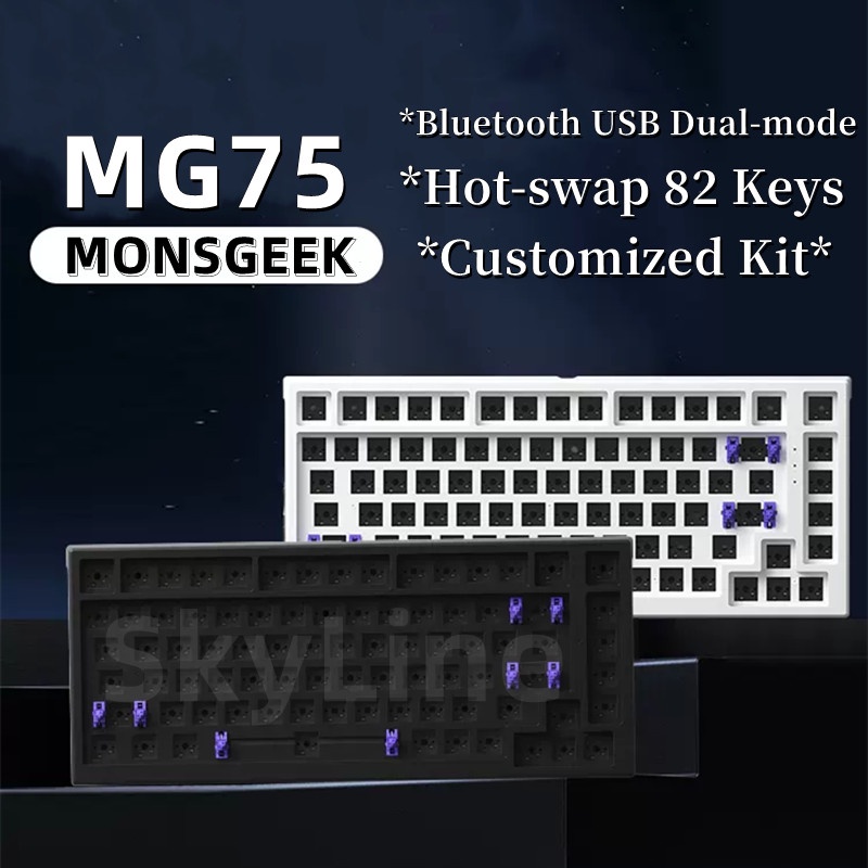 【 Em Estoque 】 AKKO MONSGEEK MG75 Kit De Teclado Mecânico Bluetooth USB Dual-mode Hot-swap 82 Chaves E-Sportes Personalizados Jogo Plugue Quente Sem Fio