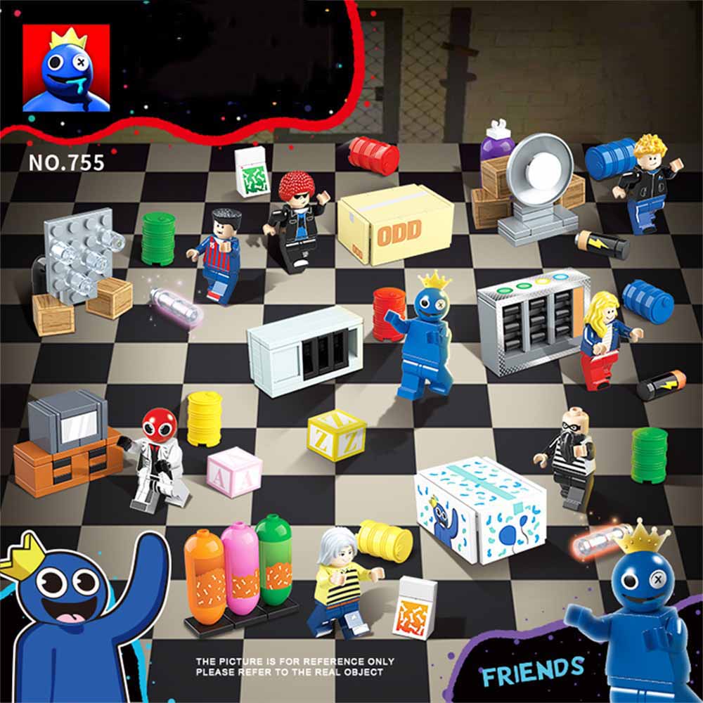 8pcs Compatible Lego Toys Roblox Rainbow Friends Moc Building Blocks Blue Drool Monster Boy Girl Toy Creative