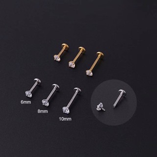 G23 Piercing De Titânio Labret Lábios Internomente Roscado Labial Hoop Zircon Helix Lobo Cartilagem Tragus Gótico Jóias Atacado