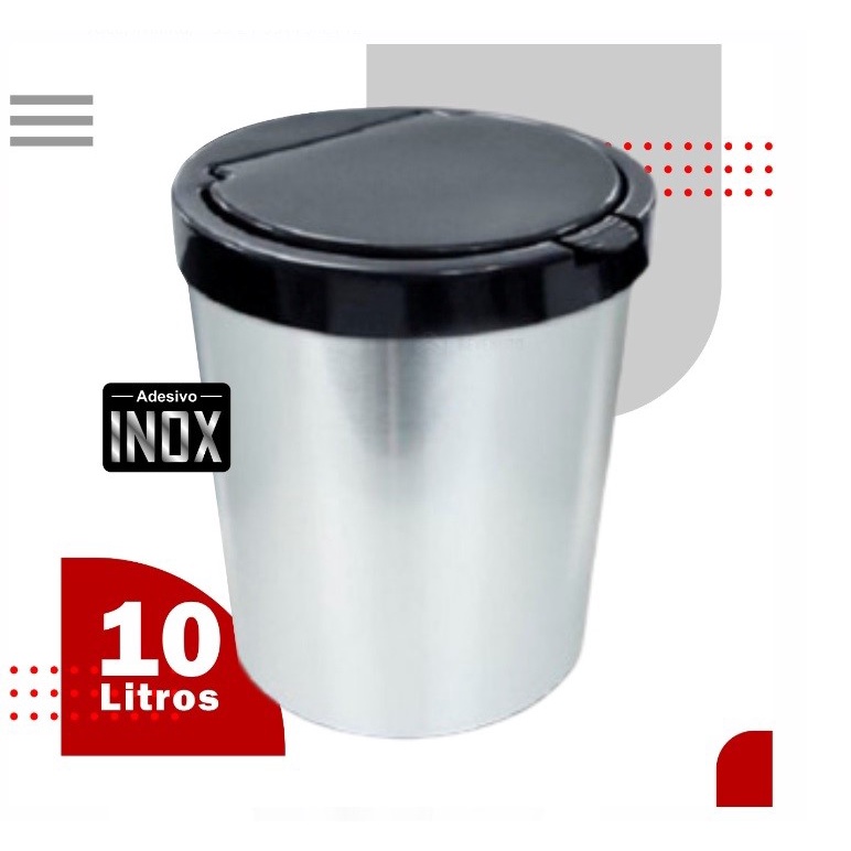 Lixeira Automática Click 10L – Cesto de Lixo para Escritório, Pia e Banheiro (Imita Inox)