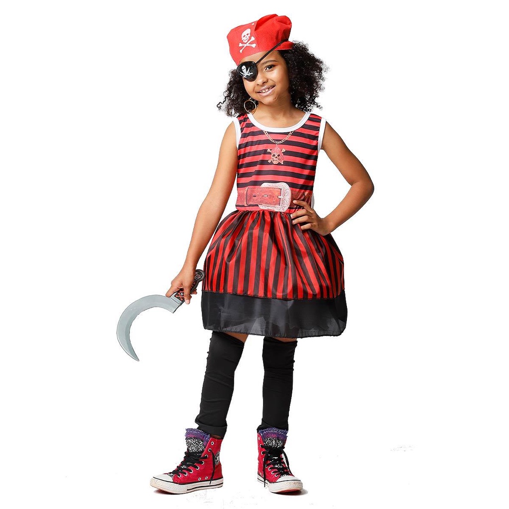 Fantasia de Pirata Infantil Feminino de Halloween em Oferta na Shopee