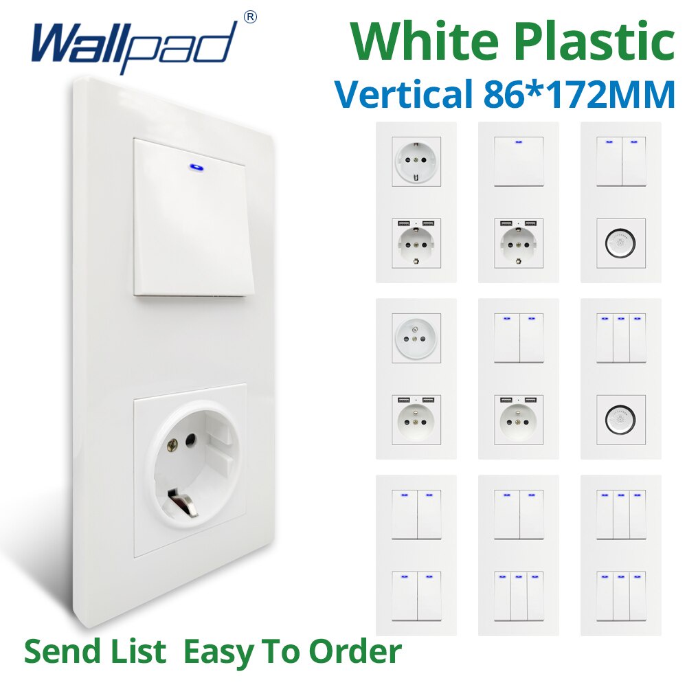 Enjk Wallpad Vertical Gang Way Interruptor De Luz De Parede Com Porta De Carga Usb Dupla