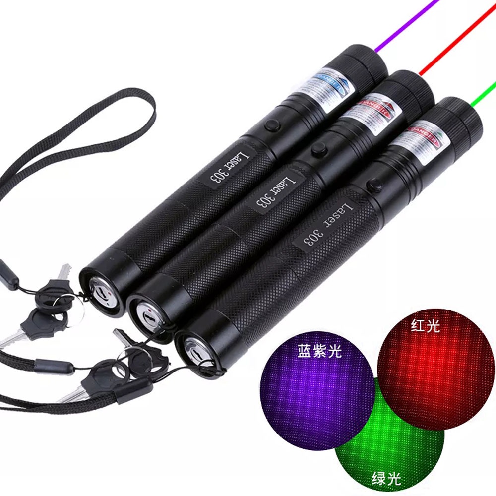 Ponteiro laser Verde De Alta Potência 303 Caneta De 5mW Tocha Potente 2 Em 1 Porta-Lâmpadas Destacáveis Com Carregador De Baterias De 18650
