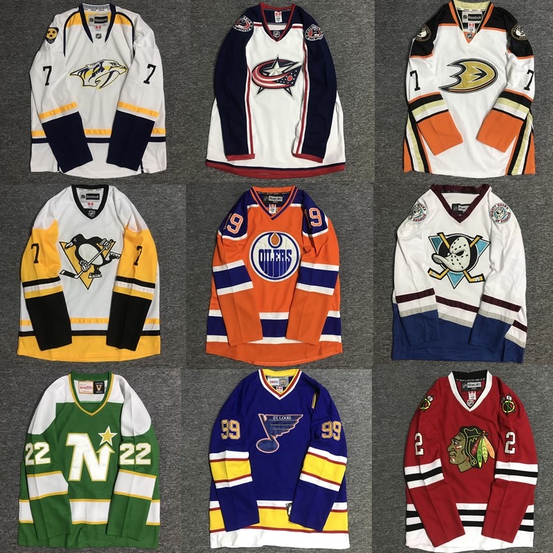 hockey Jersey NHL Europeu Americano Retro Rua Hip Hop hiphop Camiseta Tamanho Grande Bordado Na Moda Manga Longa Top Escorrega o Preco