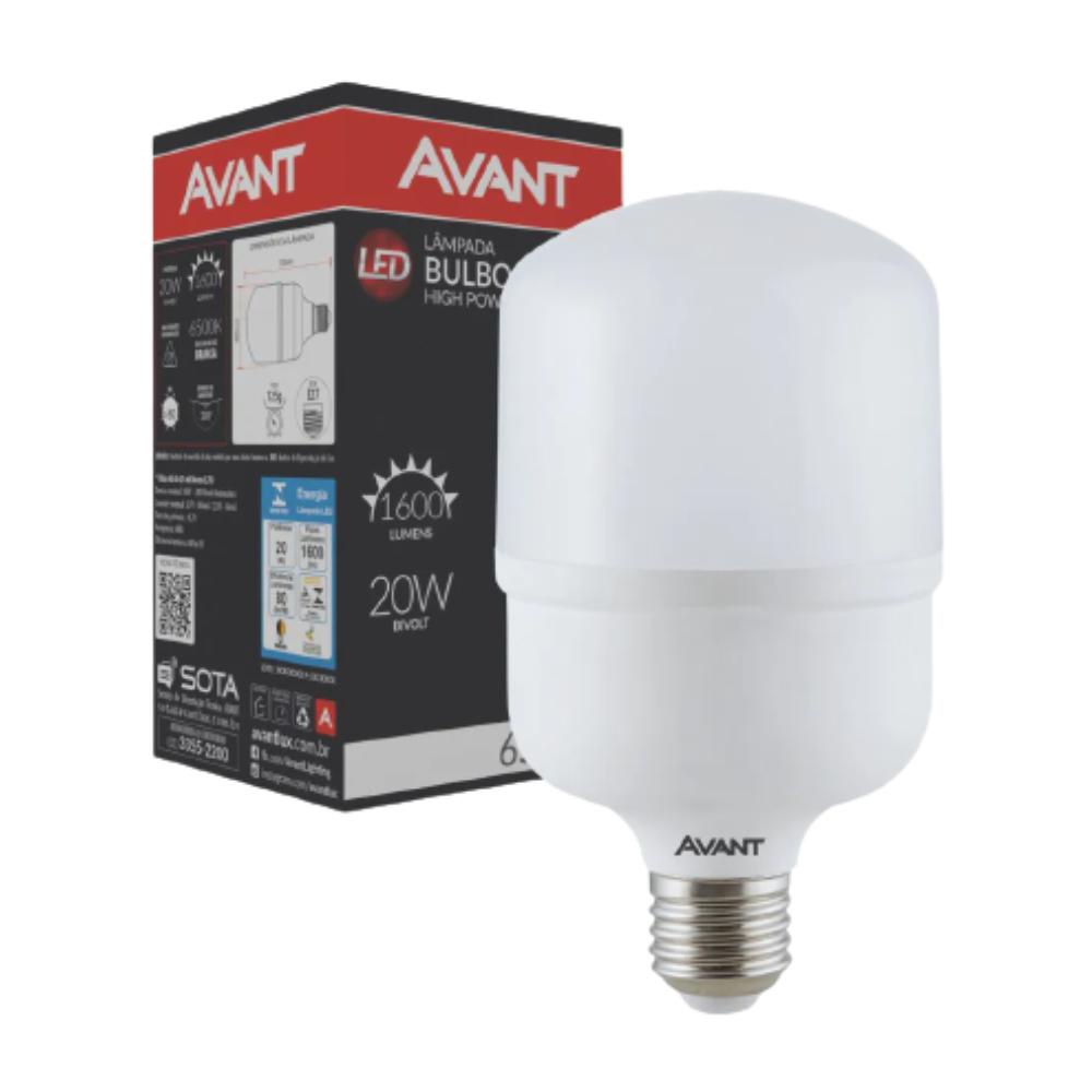 Lâmpada Led Buldo Pera 20W Alta Potência Soquete E27 Galpões Garagens Branco 6500K Econômica Avant