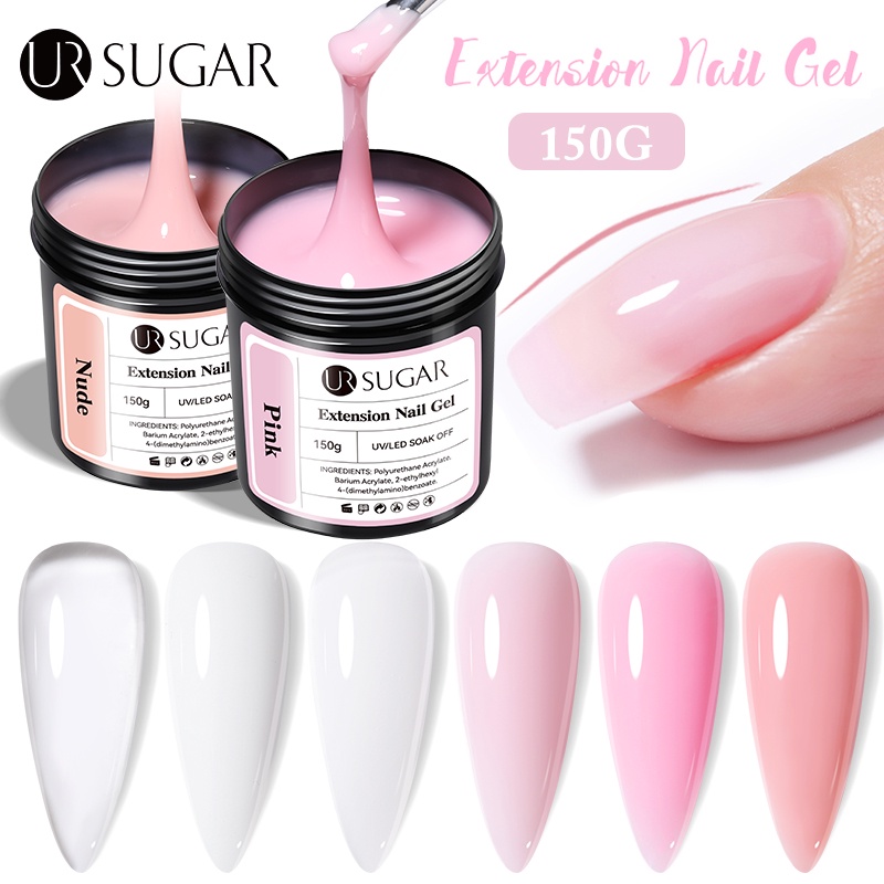 UR Açúcar 150g Gel De Extensão De Unhas Dura Transparente Natural Cor Francês De Molho LED Goma UV Construção