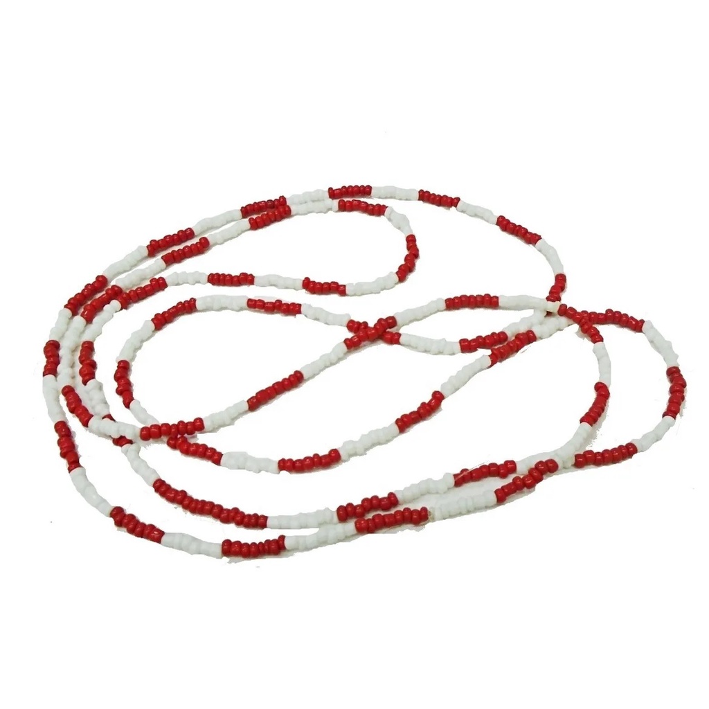 GUIA DE MISSANGUINHA VERMELHO/BRANCO OPACO COLAR UMBANDA ESPIRITUALIDADE em Oferta na Shopee