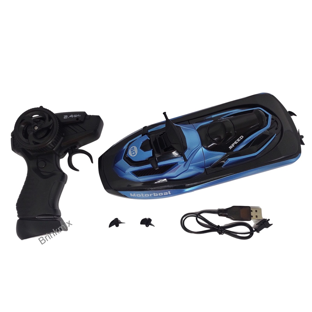 Barco Lancha  Moto Jet Sky Controle Remoto Bat Recarregável Super Rápido Cor Azul