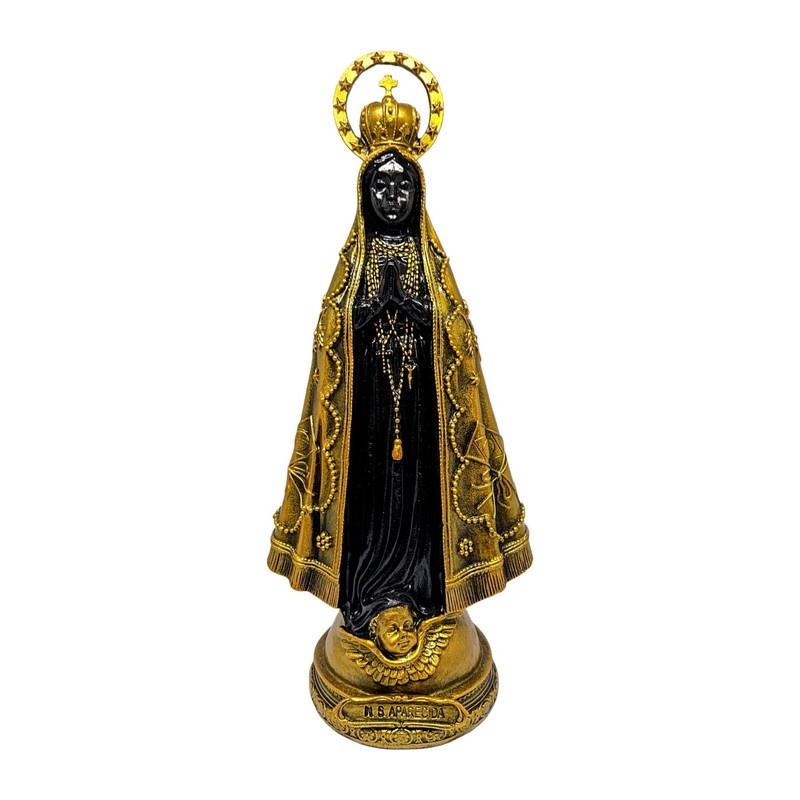 Imagem Nossa Senhora Aparecida 20Cm Dourada Marmore Maciço