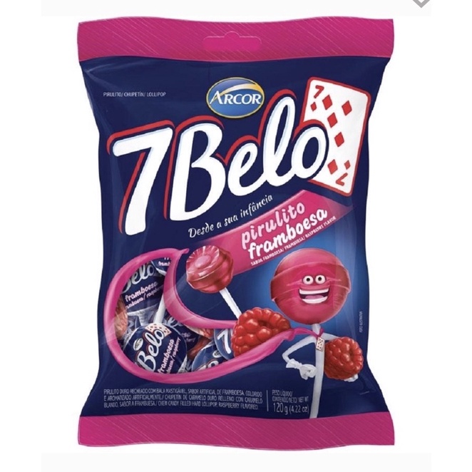 Pirulito 7 Belo Framboesa Pacote 120g - Arcor