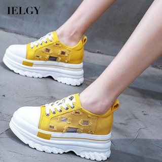 IELGY Versátil Simples Respirável Cor Combinando Com Melhoramento De Lona Amarela Sapatos Femininos