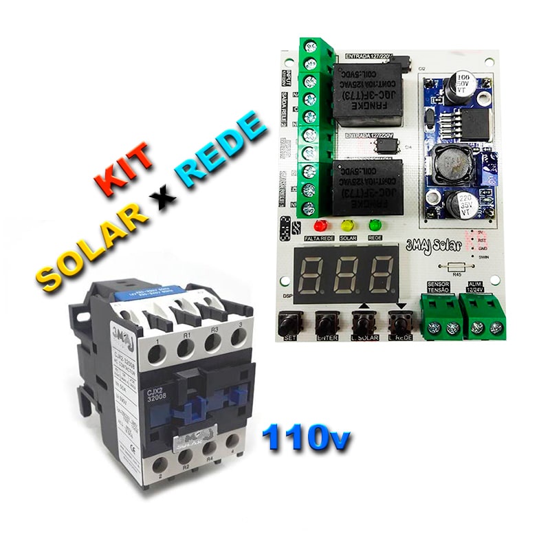Kit Módulo Transferência Solar + Contatora 32a 2na+2nf 110v