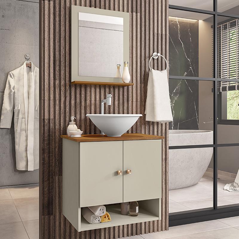 Gabinete Armário Banheiro Deli 2 Portas com Cuba Lume Branca em Oferta na Shopee