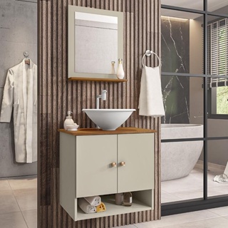 Gabinete Armário Banheiro Deli 2 Portas com Cuba Lume Branca em Oferta na Shopee