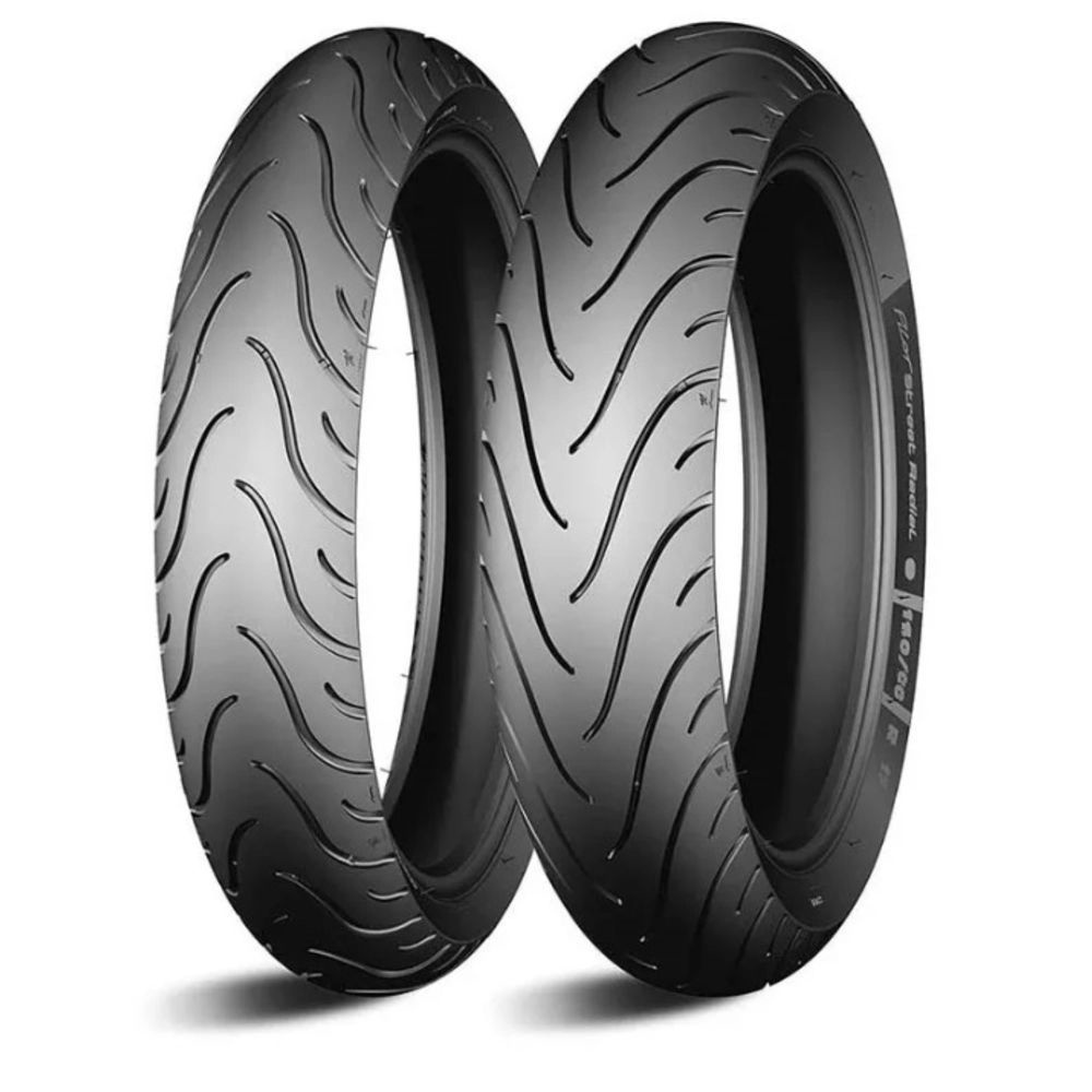Par Pneu Moto Michelin PILOT STREET RADIAL 110/70R17 + 150/60R17 Sem Câmara