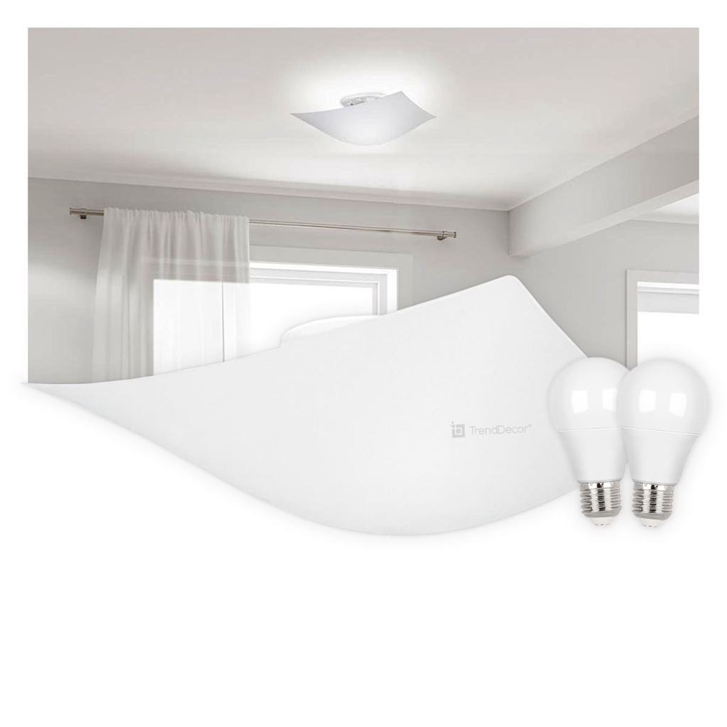 Kit Plafon Luminária Teto Taschibra Solari Quadrado 2x E27 com Lâmpadas Design Moderno E Elegante