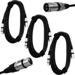 Kit 3 Cabos Microfone Xlr Canon Macho Femea Balanceado 5 M