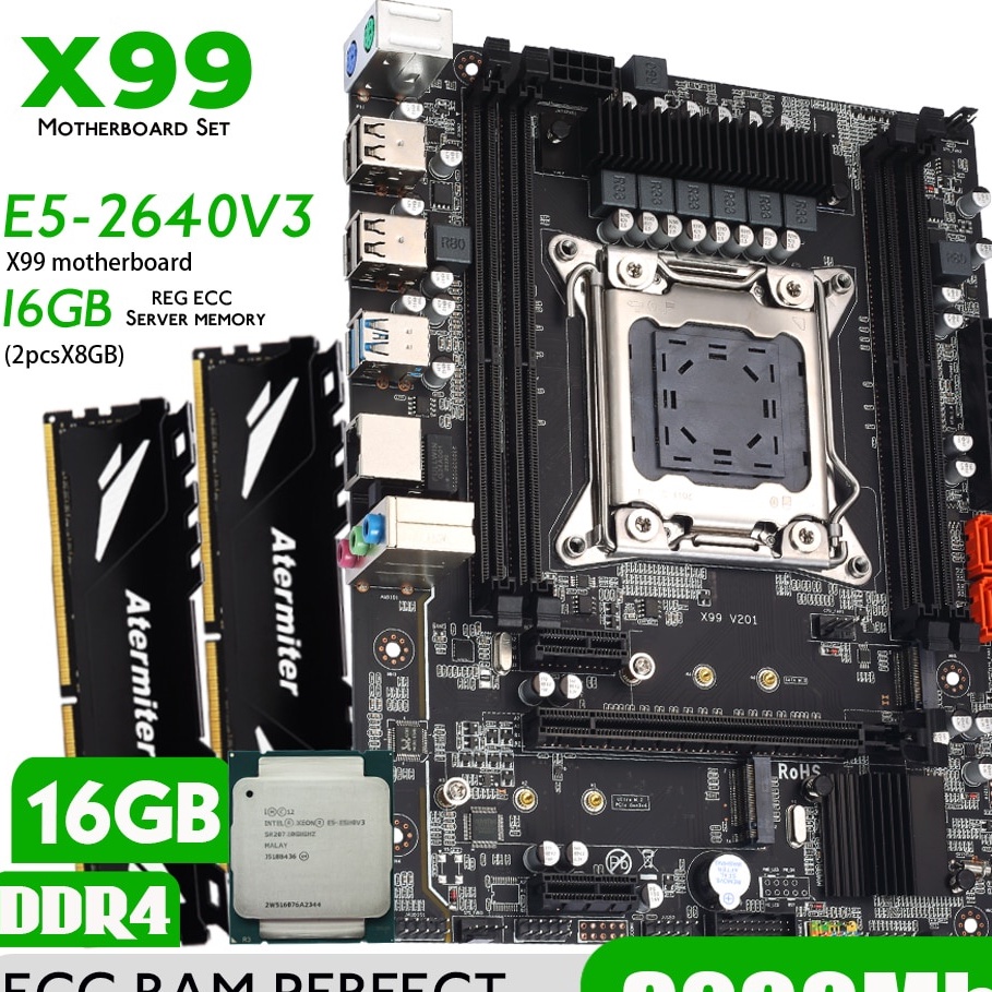 Atermiter x99 d4 ddr4 conjunto de placa m e com xeon e5 2670 v3 lga2011