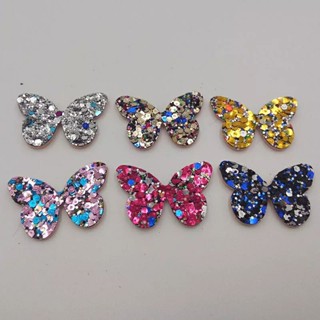12 Aplique Para Laços Borboleta PAETÊ Glitter Cores 4,0CM X 3,0CM