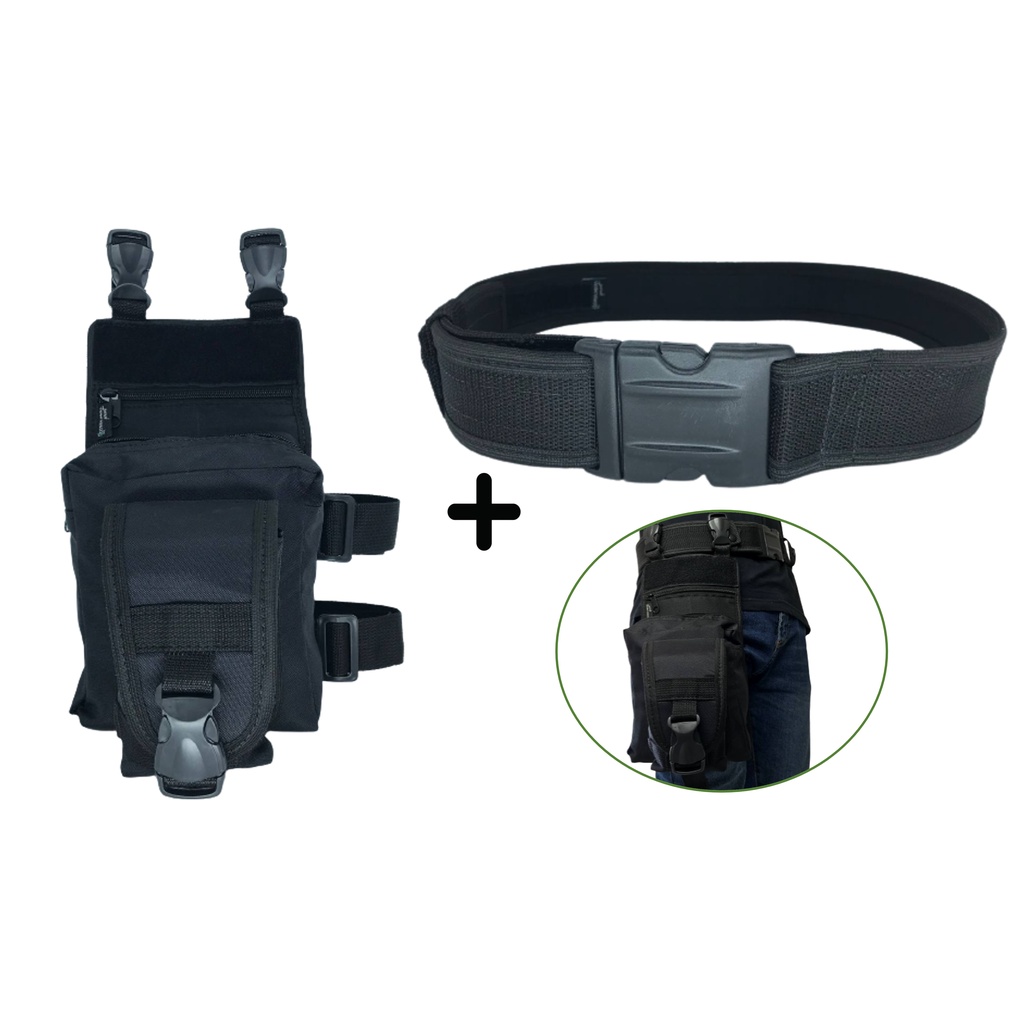 Bornal com Bolso Tic Tac Preto + Cinto Tático N.A Kit 1