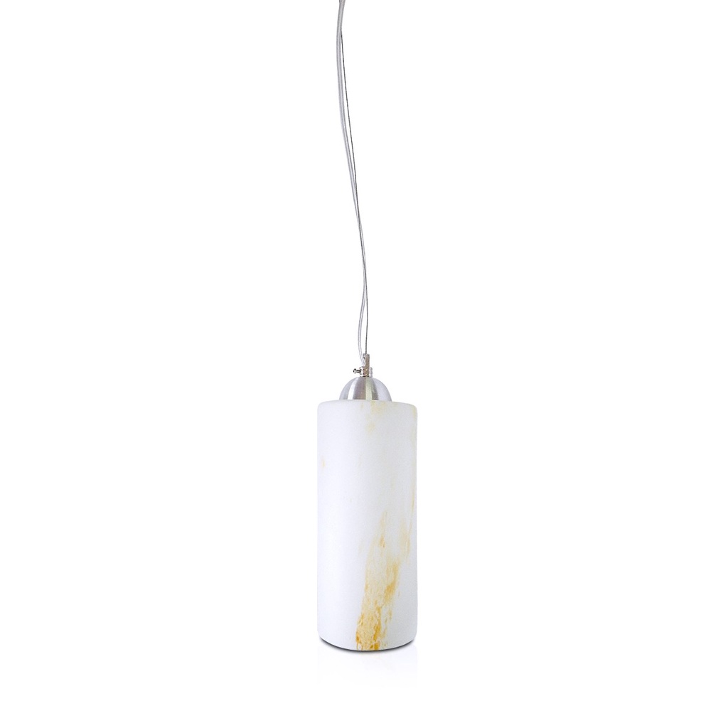 Pendente Polo Aluminio+Vidro Cilindrico Fosco E-27 1 Lamp. Max 60w Amarelo