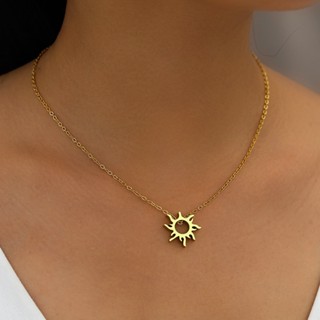 Colares De Aço Inoxidável Elegante Vintage Sun Totem Pingente Clavícula Corrente De Alta Qualidade Gargantilha De Senso Colar Para Mulheres Joias Presente