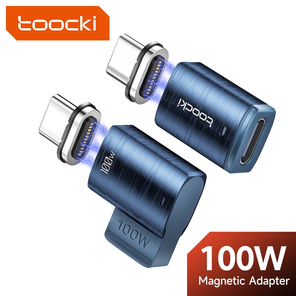 Adaptador OTG Magnético Toocki 100W Tipo C para Tipo C, Conversor USB-C com Carregamento Rápido.
