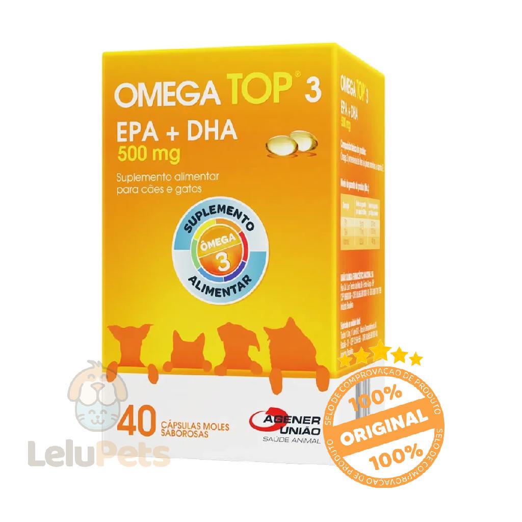 Ômega Top 3 Suplemento Alimentar Para Cães 500mg 40 comp, em Oferta na Shopee