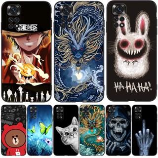 Para Xiaomi Redmi Nota 11 4G/11S 4G Capa Global Note Traseira Do Telefone De tpu Preta Dragão Menina De Desenho Animado