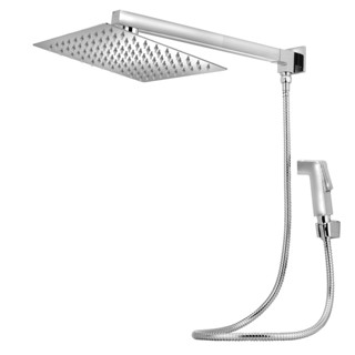 Ducha Chuveiro Quadrado 20x20 Slim Inox Completo C/Desviador