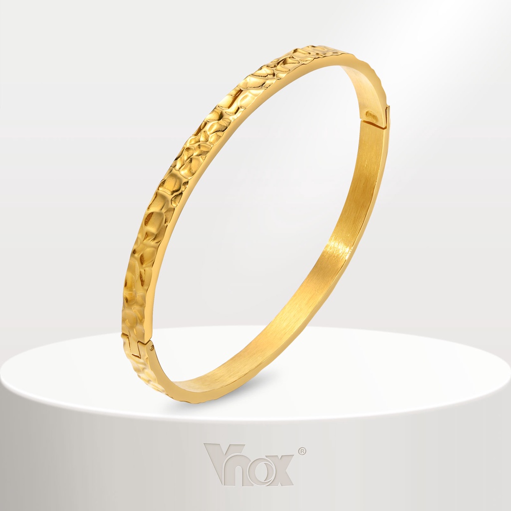 Vnox Dainty Gold Bar Bangle Para Mulheres , Pulseira De Gancho Aberto Fino Minimalista Com Banho De Ouro