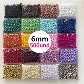 500 Pérolas 6mm ABS Inteira Com Furo Mais De 30 Cores em Oferta na Shopee