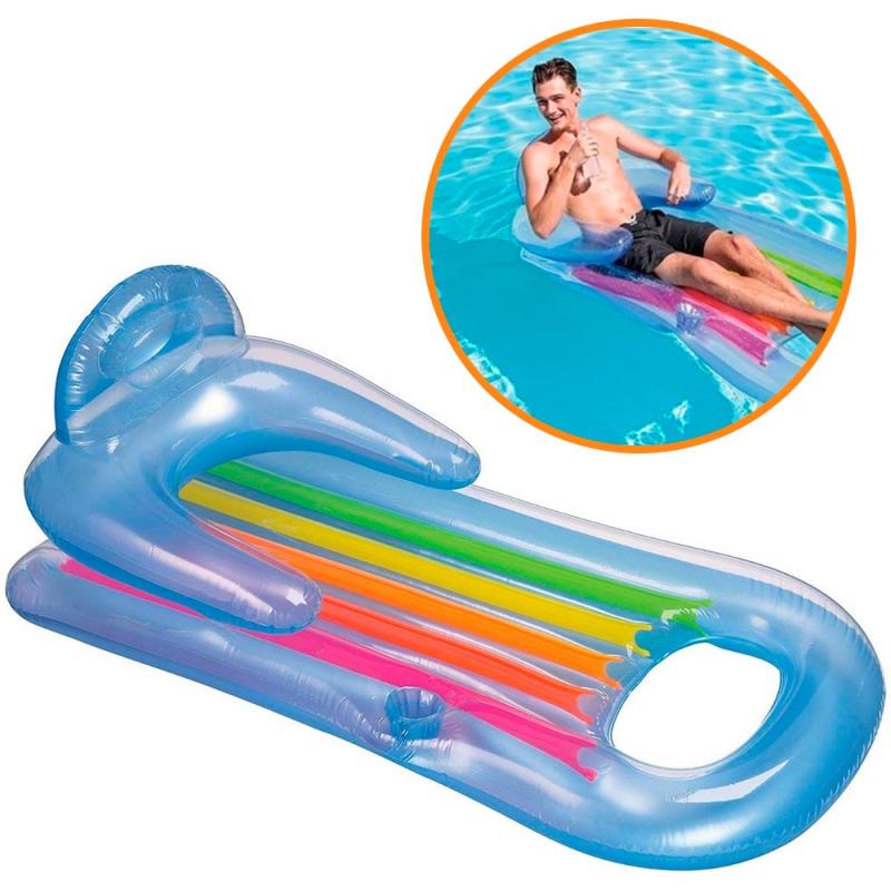 Colchão Boia Inflável Bronzeador p/ Piscinas King Cool com Porta Copos em Cores Sortidas INTEX - Sports & Outdoors